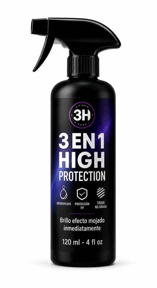 HIGH PROTECTION 3 EN 1 recubrimiento cerámico para carro, frasco 3H negro 120 ml